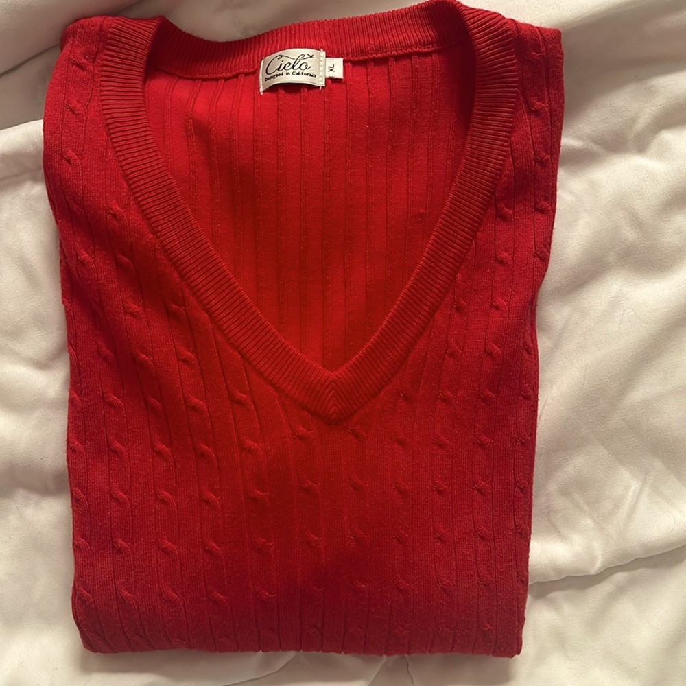Red Cable knit Sweater